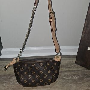Elegant Brown Patterned Crossbody Bag